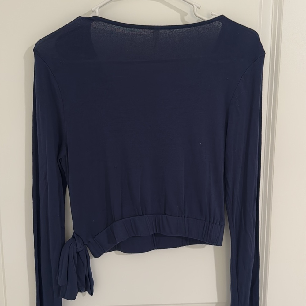 Color Thread Crossover V-Neck Blouse - Picture 4 of 5
